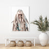 Wall Art 40cmx60cm BOHO Girl White Frame Canvas