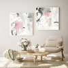 Wall Art 100cmx100cm Abstract Pink Grey 2 Sets White Frame Canvas