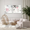 Wall Art 50cmx50cm Abstract Pink Grey 2 Sets White Frame Canvas