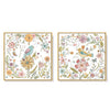 Wall Art 40cmx40cm Floral birds 2 Sets Gold Frame Canvas