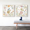 Wall Art 40cmx40cm Floral birds 2 Sets Gold Frame Canvas