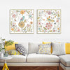 Wall Art 100cmx100cm Floral birds 2 Sets Gold Frame Canvas