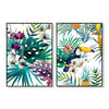 Wall Art 90cmx135cm Toucan and orchid 2 Sets Black Frame Canvas