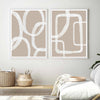 Wall Art 50cmx70cm Abstract White Lines 2 Sets White Frame Canvas