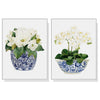 Wall Art 90cmx135cm Elegant Flower 2 Sets White Frame Canvas