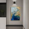 Wall Art 60cmx90cm Marbled Blue Gold Artwork Gold Frame Canvas