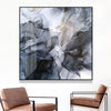 Wall Art 60cmx60cm Marbled Black Grey Black Frame Canvas