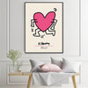 Wall Art 50cmx70cm Keith Haring Love Pop Art Black Frame Canvas