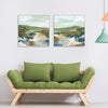 Wall Art 90cmx90cm Abstract Landscape 2 Sets White Frame Canvas