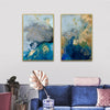 Wall Art 60cmx90cm Marbled Blue And Gold 2 Sets Gold Frame Canvas