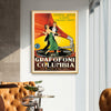 Wall Art 70cmx100cm Grafofoni Columbia Gold Frame Canvas