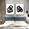 Wall Art 80cmx120cm Black and White 2 Sets Black Frame Canvas