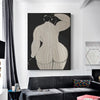 Wall Art 100cmx150cm Mid Century Lady Black Frame Canvas