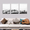 Wall Art 40cmx60cm Black White Mountain 3 Sets White Frame Canvas