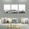 Wall Art 60cmx90cm Black White Mountain 3 Sets White Frame Canvas