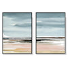 Wall Art 70cmx100cm Pink Beach Landscape 2 Sets Black Frame Canvas