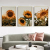 Wall Art 60cmx90cm Sunflower 3 Sets Gold Frame Canvas