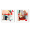 Wall Art 70cmx70cm Abstract Colourful Garden 2 Sets White Frame Canvas