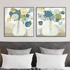 Wall Art 50cmx50cm Blue Bouquet 2 Sets Black Frame Canvas