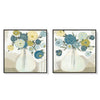 Wall Art 40cmx40cm Blue Bouquet 2 Sets Black Frame Canvas