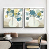 Wall Art 40cmx40cm Blue Bouquet 2 Sets Black Frame Canvas