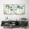 Wall Art 80cmx80cm Blue Bouquet 2 Sets Black Frame Canvas