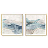 Wall Art 90cmx90cm Blue Mountain 2 Sets Gold Frame Canvas