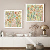 Wall Art 100cmx100cm Lovely Pattern 2 Sets White Frame Canvas