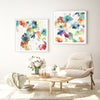 Wall Art 100cmx100cm Glitchy Floral 2 Sets White Frame Canvas