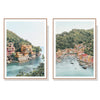 Wall Art 90cmx135cm Italy Coast 2 Sets Wood Frame Canvas