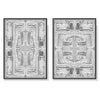 Wall Art 50cmx70cm Black White Pattern 2 Sets Black Frame Canvas