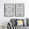 Wall Art 50cmx70cm Black White Pattern 2 Sets Black Frame Canvas