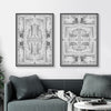 Wall Art 40cmx60cm Black White Pattern 2 Sets Black Frame Canvas