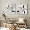 Wall Art 60cmx60cm Neutral Abstract 2 Sets White Frame Canvas