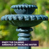 PROTEGE Water Fountain Solar Powered Battery Outdoor Bird Bath with LED Lights