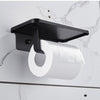 Amirra Wall-Mounted Toilet Paper Roll Holder Hook with Phone Shelf Black