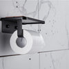 Amirra Wall-Mounted Toilet Paper Roll Holder Hook with Phone Shelf Black