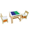 EKKIO 3PCS Kids Table with Lego Baseplate and Chairs Set with Black Chalkboard (White) EK-KTCS-104-RHH