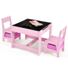 EKKIO 3PCS Kids Table with Lego Baseplate and Chairs Set with Black Chalkboard (Pink) EK-KTCS-105-RHH