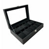 GOMINIMO 12 Slot Watch Box with Transparent Display Window (Black) GO-WO-101-FH