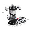 GOMINIMO Transform Car Robot Police Car with Remote Control (White Black) GO-TCR-102-FM