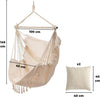 NOVEDEN Hammock Chair Hanging Rope Swing with 2 Seat Cushions Included (Beige) NE-HC-103-XXW