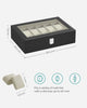 SONGMICS 12 Slots Watch Box with Glass Lid and Removable Watch Pillows Beige Lining