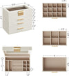 SONGMICS 4-Layer Jewelry Box with 3 Drawers and Glass Lid Cloud White and Gold Color