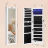 SONGMICS 6 LEDs Jewelry Cabinet Armoire Organizer with Mirror 2 Drawers White JJC93W