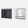 SONGMICS 150cm Portable Closet Organizer, Wardrobe with Shelves and Cover Gray