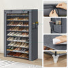 SONGMICS 10-Tier Shoe Rack Storage Cabinet with Dustproof Cover Gray