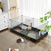 SONGMICS 3 Doors Pet Playpen with Divider Panel and Floor Mat Black