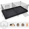 SONGMICS 3 Doors Pet Playpen with Divider Panel and Floor Mat Black