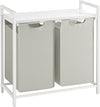 VASAGLE Laundry Hamper with Shelf and Pull-Out Bags 2 x 46L White BLH201W01